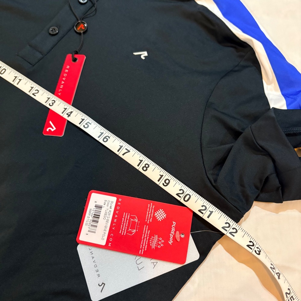 Redvanly Mens Sevigne Polo Shirt Tuxedo Black Blue White R2512 Size L NWT - Picture 7 of 8